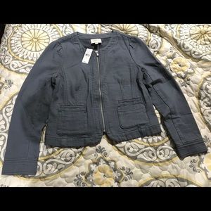 Ann Taylor Loft Doubleweave cotton zipper Jacket